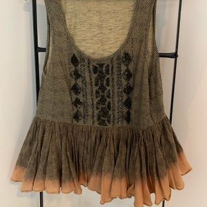Anthropologie ombré and peplum beaded tank